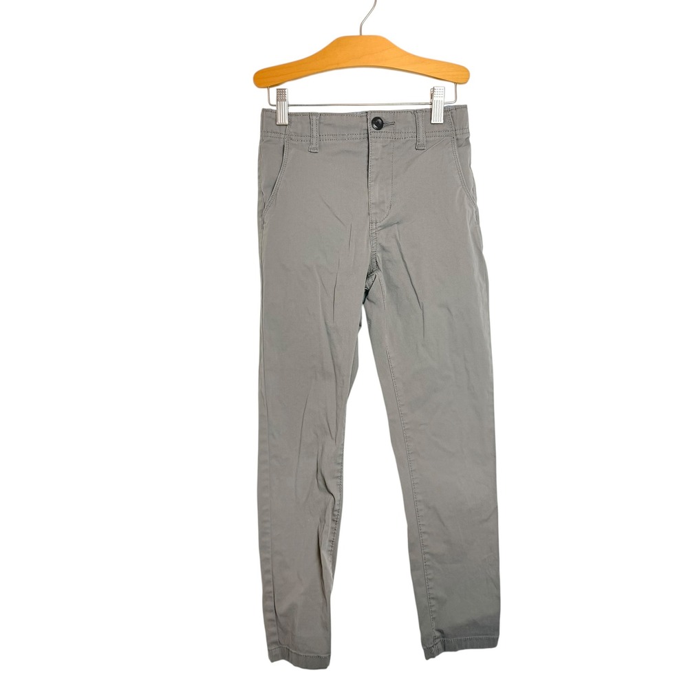 OshKosh Bgosh Boys Gray Chino Pants Slim Fit Adjustable Waist Size 8